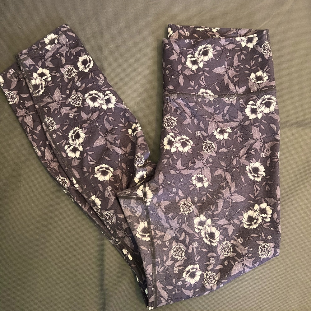 Gray floral Fabletics powerhold leggings